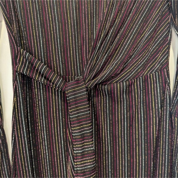 NWT French Connection PAULA KEYHOLE DRESS Midi dresses sz S black stripe party - Picture 9 of 15